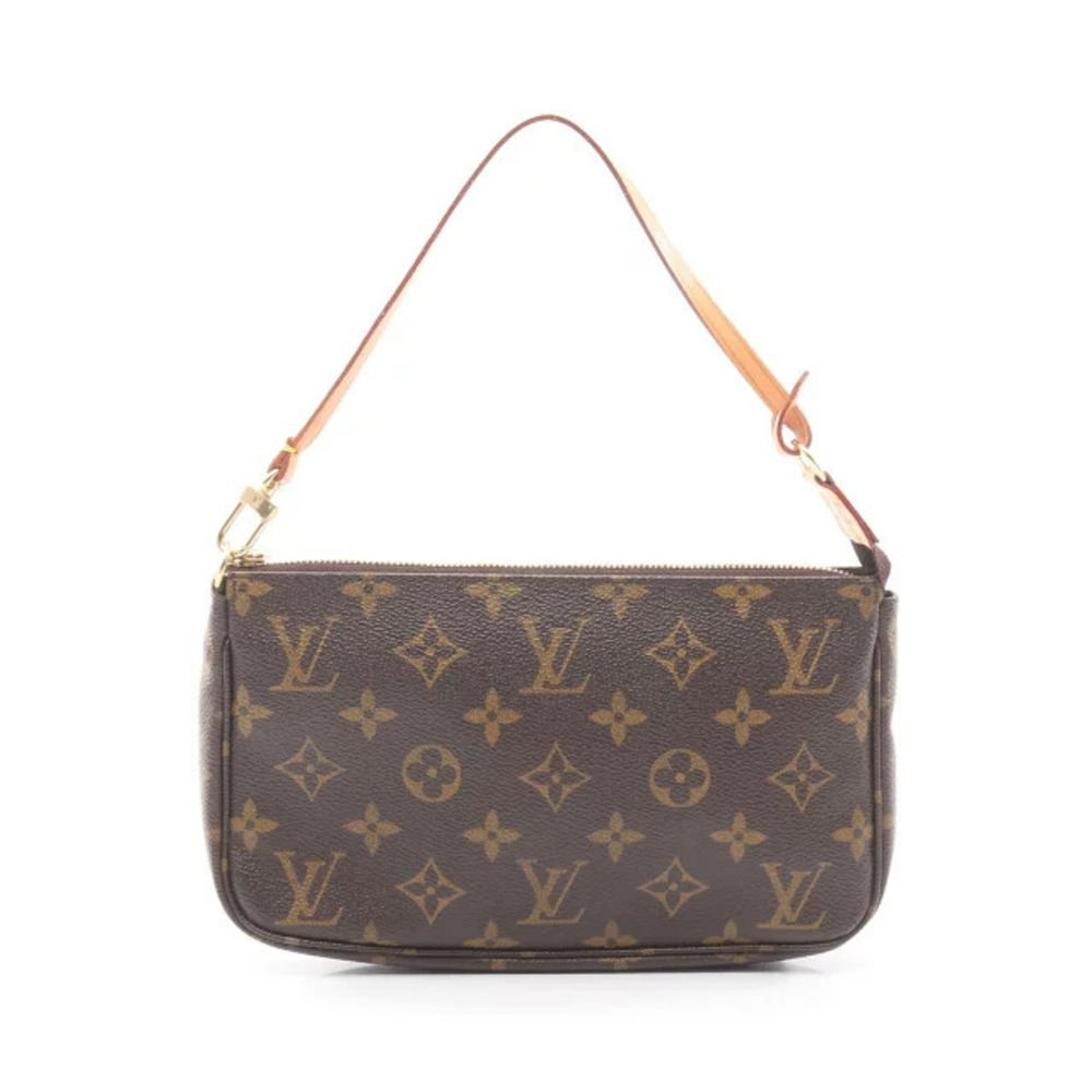 Louis Vuitton Pochette Accessoires Handbag Canvas Leather Monogram Brown